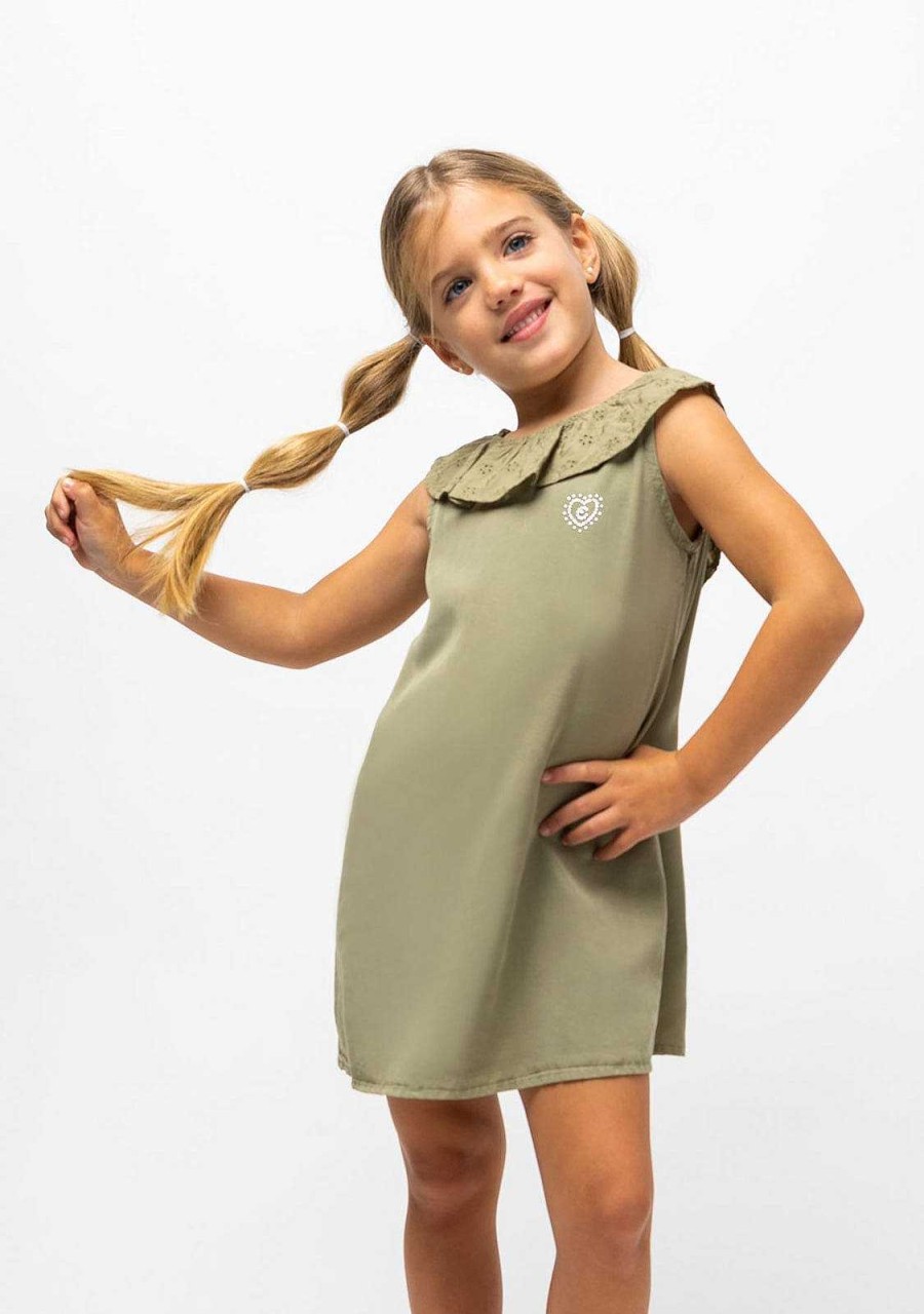 Menina Conguitos Roupa De Menina | Vestido De Menina Tencel Caqui