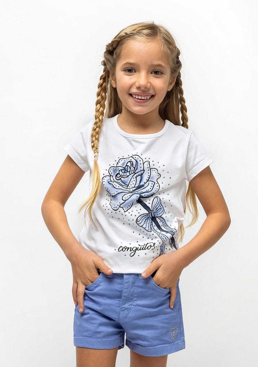 Menina Conguitos Roupa De Menina | Shorts De Menina Basic Azul Ceu
