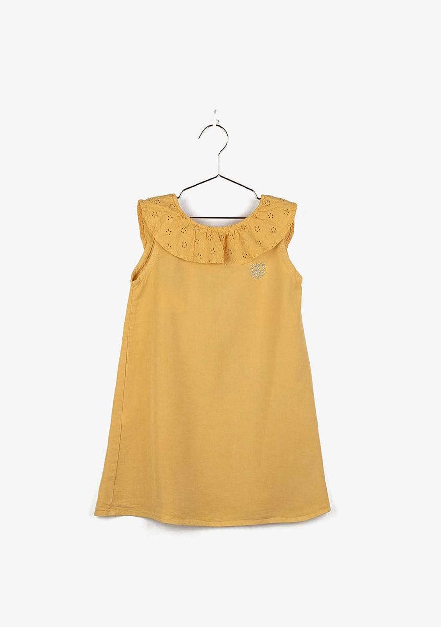 Menina Conguitos Roupa De Menina | Vestido De Menina Tencel Mostarda